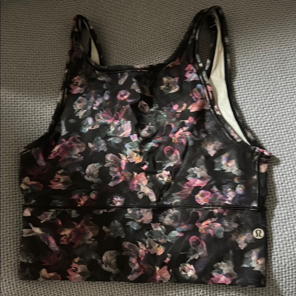lululemon athletica Floral Black Tank Top